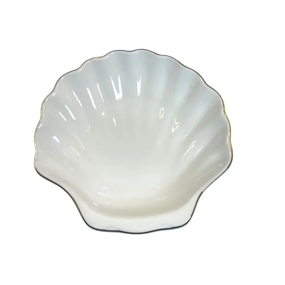 Lilly Pulitzer Seashell Appetizer Plates – Set of 2 – Gold Trim – 6” Ceramic